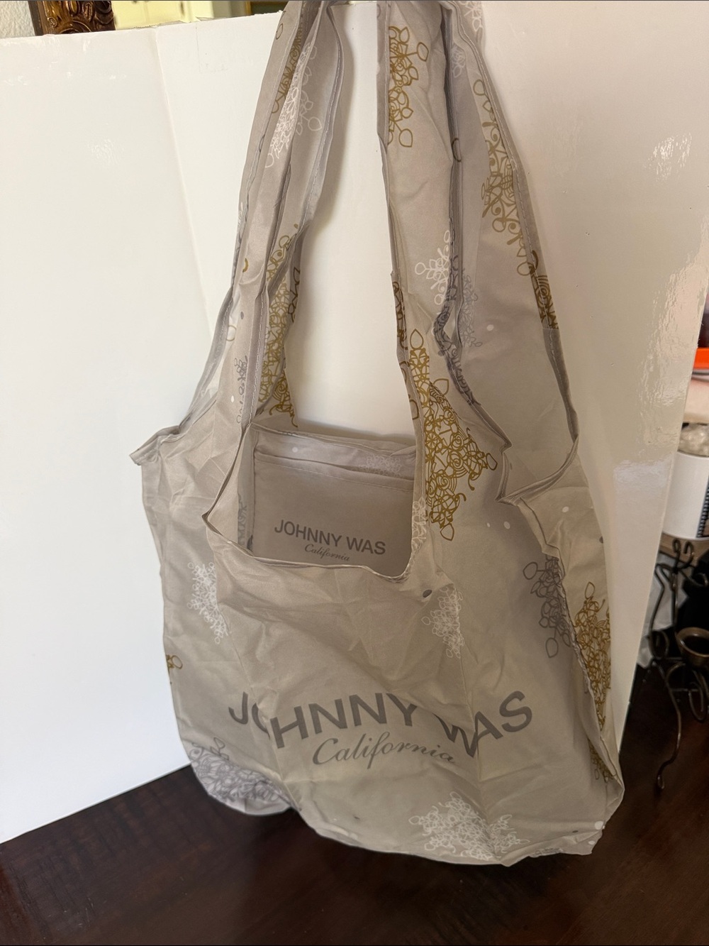 Johnny Was Beige and Gold reusable shopping Tote Bag